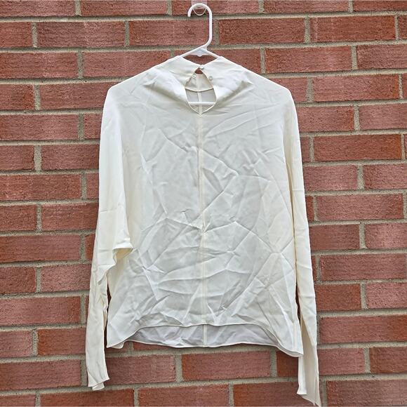 Theory Silk Highneck Dolman Blouse Small Ecru - Picture 8 of 9